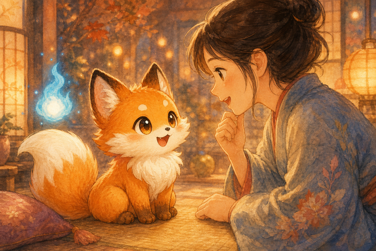 Kogitsune and learner having a Japanese conversation